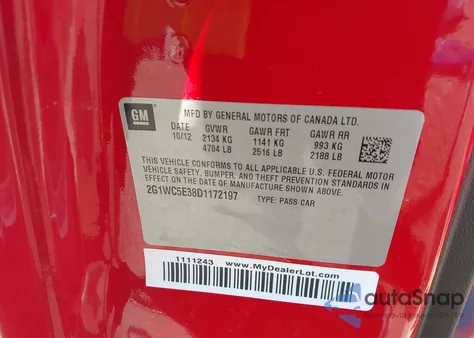 2013 Chevrolet Impala Ltz from USA, damaged, VIN 2G1WC5E38D1172197